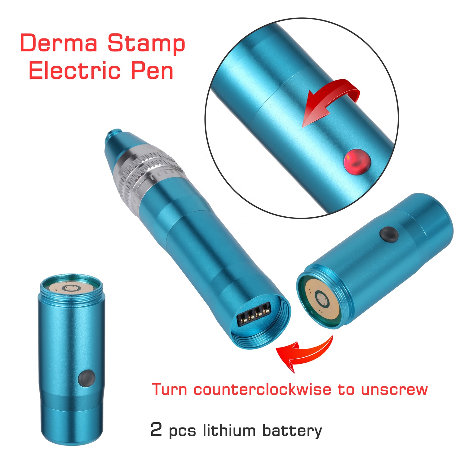 Derma Pen Microneedling Pen with 2 Batteries - Adjustable Needle Depth for Acne Scars & Anti-Aging 04