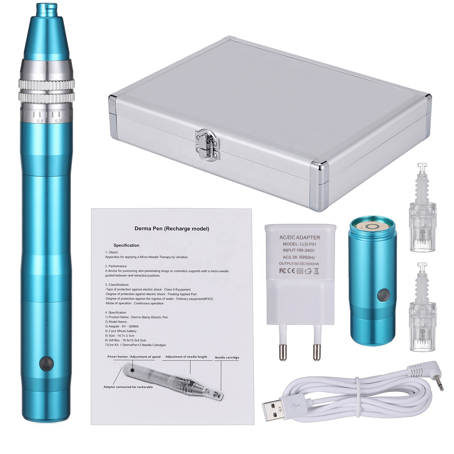 Derma Pen Microneedling Pen with 2 Batteries - Adjustable Needle Depth for Acne Scars & Anti-Aging 05