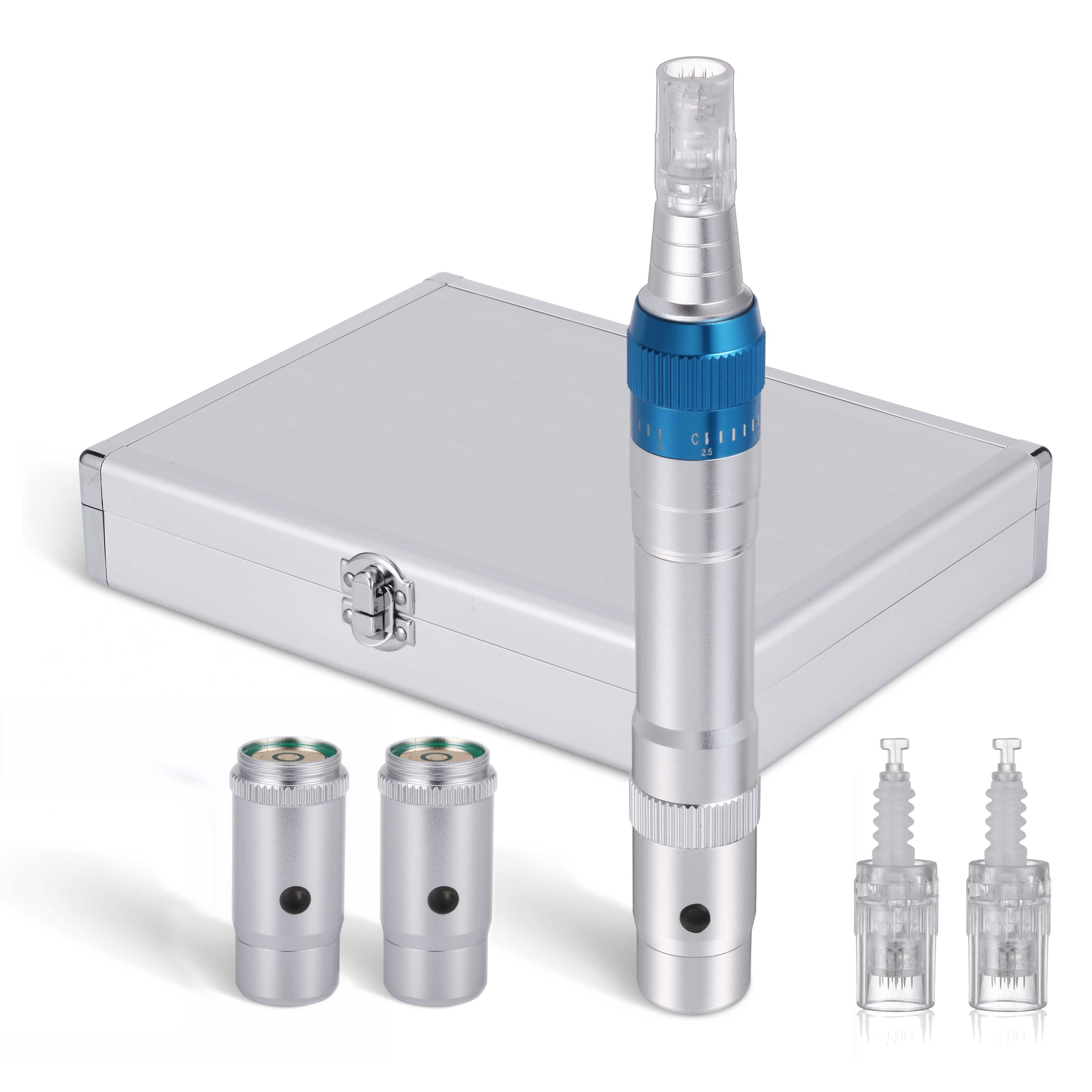 Wireless Microneedling Derma Pen Kit - Adjustable 0–2.5mm MTS Skin Therapy Pen with 2 Batteries